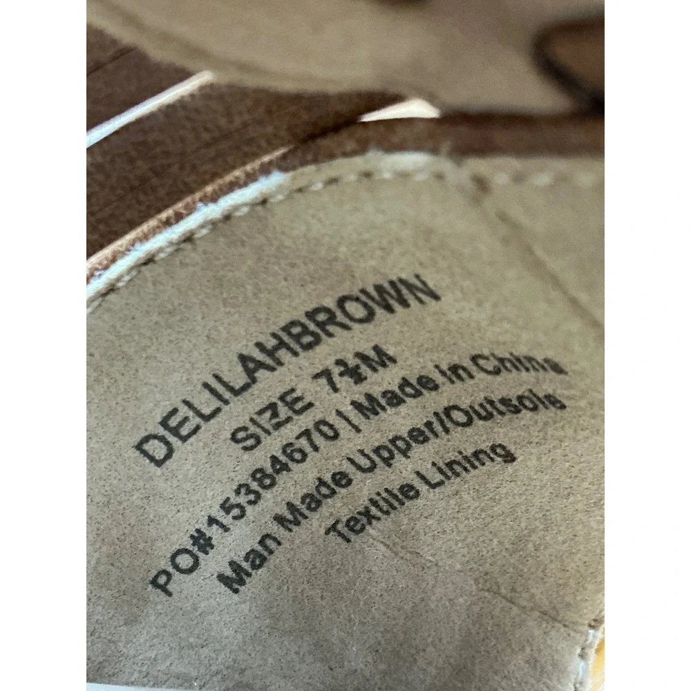 Journee Delilah Gladiator Wedge Sandals Womens 7.5 Brown New Strappy Cage Zip